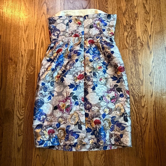 J.Crew Collection Silver Floral Jacquard Copenhagen Strapless Dress NWT Size 10 - Picture 5 of 16